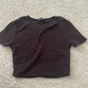 Brown cutout top